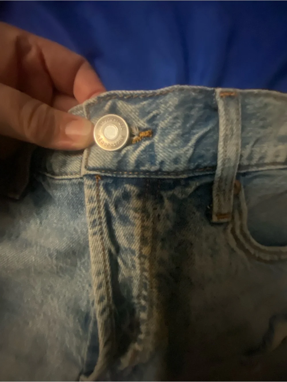 Aeropostale Light Blue Distressed High-Rise Denim Shorts - Picture 4 of 9